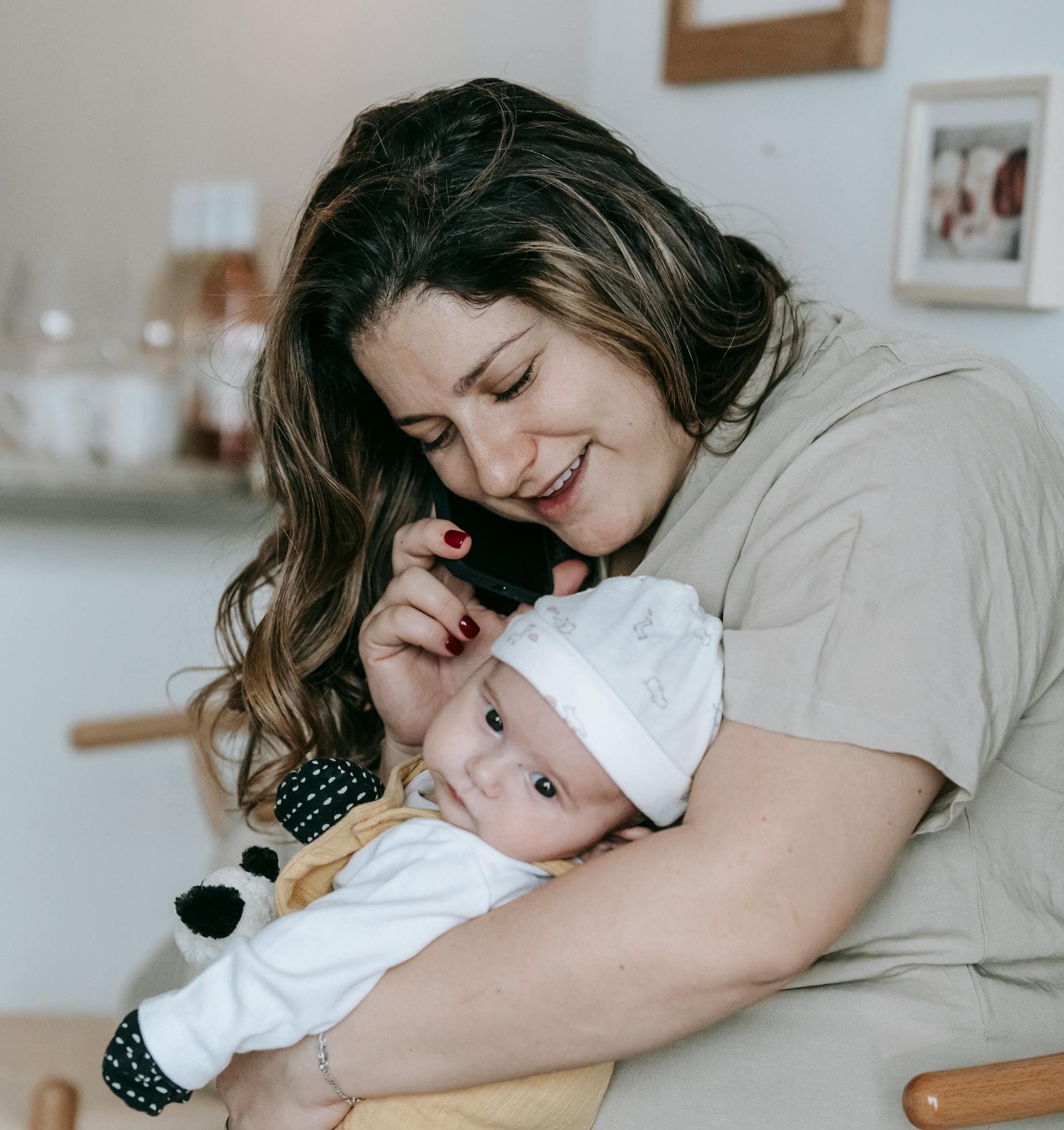 Person recording a thoughtful voice message at home