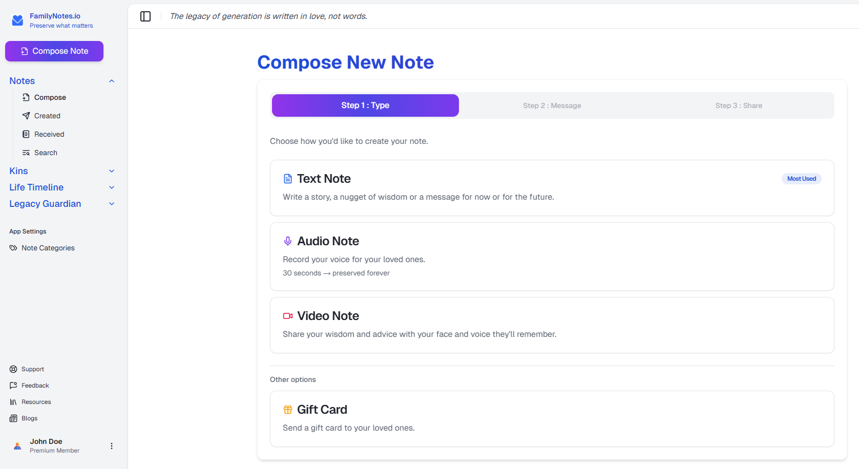 Note composer screen